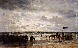 Hendrik Willem Mesdag Famous Paintings - 'Le Depart Du Bateau De Sauvetage'